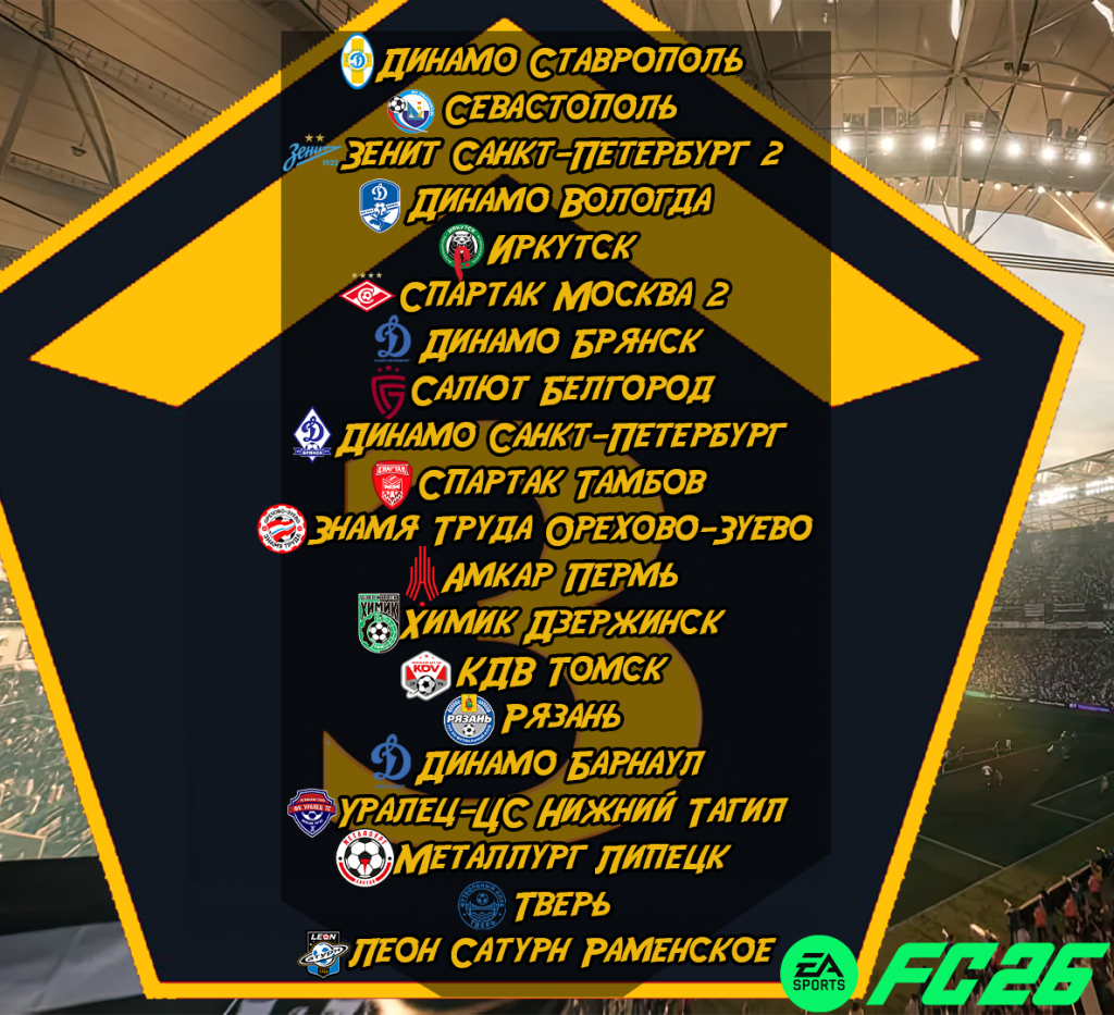 Команды ФНЛ 3 в fc26